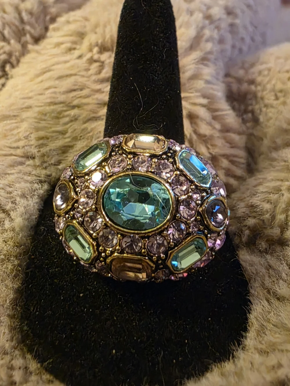 Heidi Daus Swarovski crystal signature vintage cocktail ring